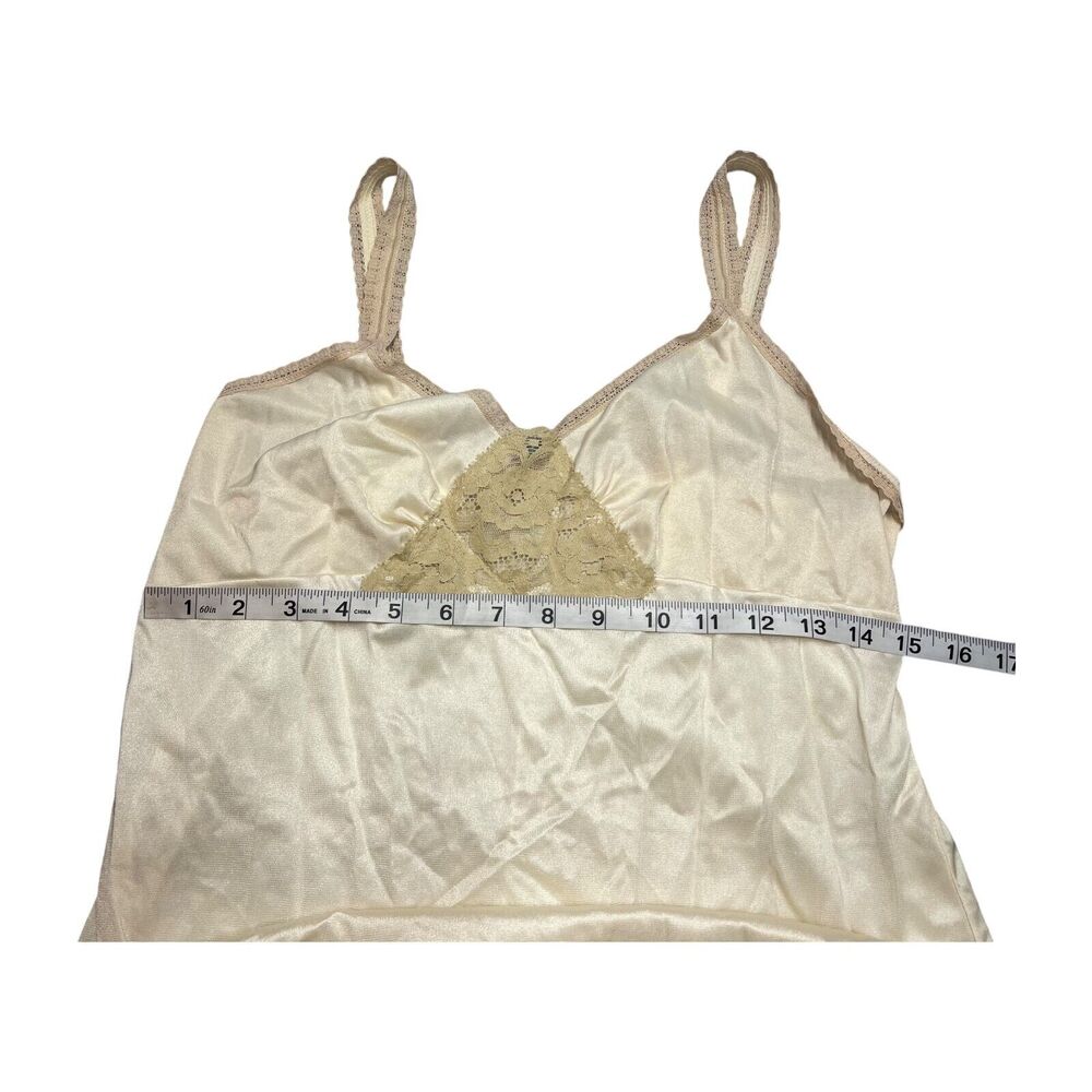 Women's Slip Dress Ivory Sleeveless Spaghetti Strap Feminine Lace Trim Pullover - Picture 4 of 6